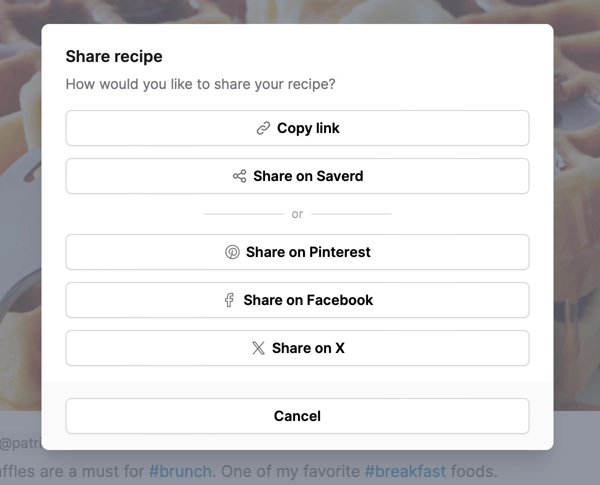 Sharing a public recipe